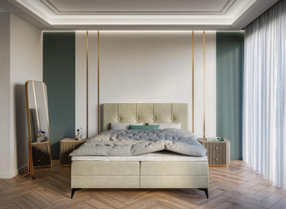 Bed luxury bedroom upholstered furniture design double bed fabric box spring bed